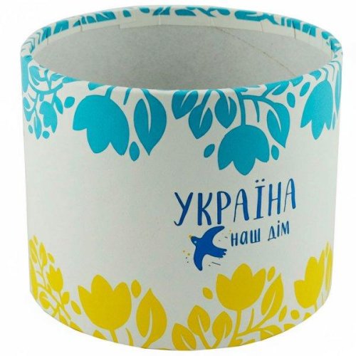 Кашпо картонное круглое (шляпная коробка) Україна наш дім