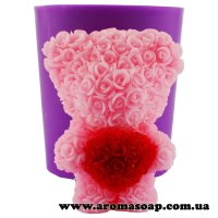 Мишка в розочках с сердечком из роз 3D элит-форма