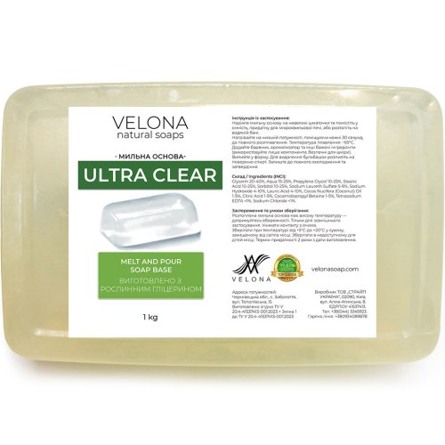 Мыльная основа Velona Ultra Clear sls free прозрачная, 1 кг