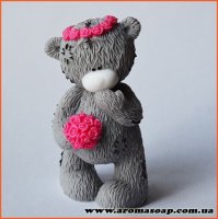 Тедди с венком и букетом 3D элит-форма