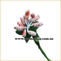 Тычинки на проволоке Бежевые с ягодками и листьями 3 шт